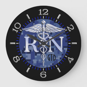 Grande Horloge Ronde Nurse RN Caduceus Monogram Dial Style on Blue Camo