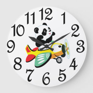 Grande Horloge Ronde Nursery Panda Bear