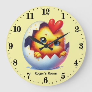 Grande Horloge Ronde Nursery poussin bébé unisexe cool 