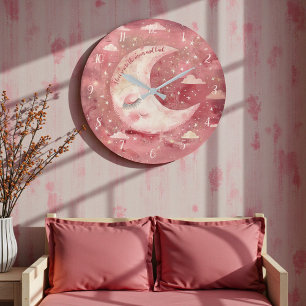 Grande Horloge Ronde Nursery Rustique Rouge Clair et Chambre Enfants so