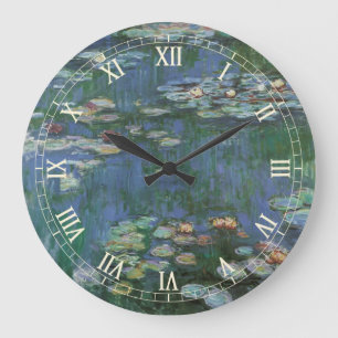 Grande Horloge Ronde Nymphéas par Claude Monet, Fleurs Vintage