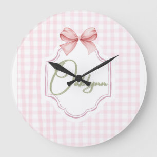 Grande Horloge Ronde Oaklynn bébé fille infirmière Bow&En vichy personn