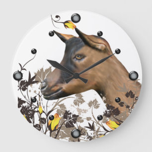 Grande Horloge Ronde Oberhasli Peinture de chèvre laitière florale Horl
