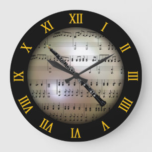 Grande Horloge Ronde Oboe ~ Arrière - plan "La Planète Musicale" * ~ ~