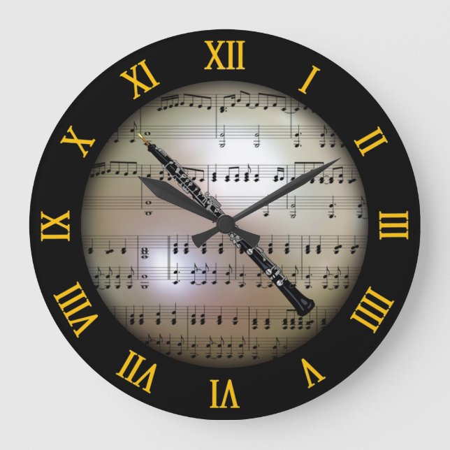 Grande Horloge Ronde Oboe ~ Arrière - plan "La Planète Musicale" * ~ ~  (Recto)
