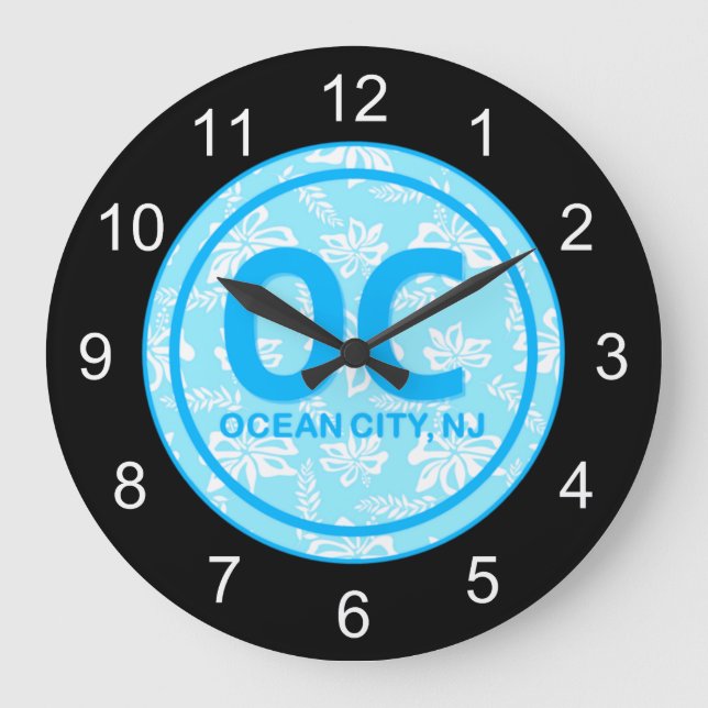 Grande Horloge Ronde OC Ocean City Mur bleu NJ Casse (Recto)