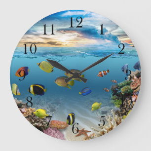 Grande Horloge Ronde Océan Corail Reef Poisson tropical