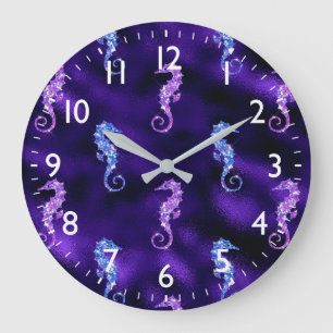 Grande Horloge Ronde Océan Glamour Purple Huile & Parties scintillant S