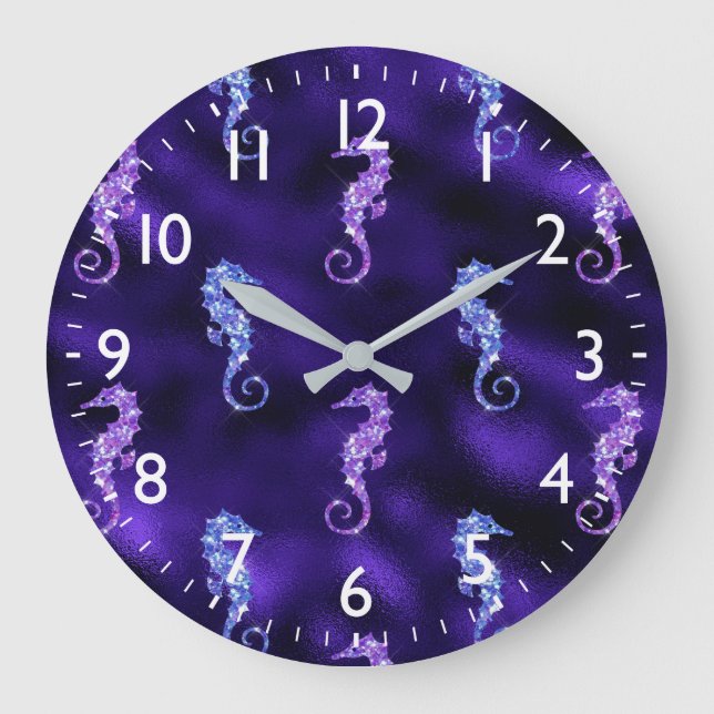 Grande Horloge Ronde Océan Glamour Purple Huile & Parties scintillant S (Recto)