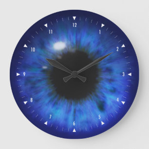 Grande Horloge Ronde Oeil Hypnotique en bleu profond