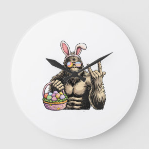 Grande Horloge Ronde Œuf de Pâques Bigfoot drôle Rock Sasquatch Jour de