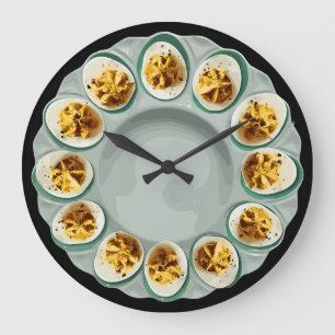 Grande Horloge Ronde Oeufs turquoises Dévastés Cuisine Vintage Décor
