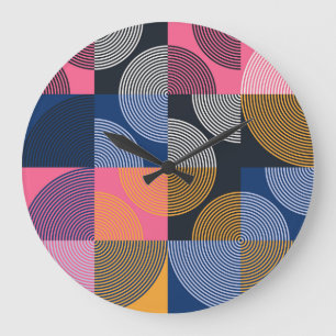 Grande Horloge Ronde Oeuvre circulaire géométrique Vintage