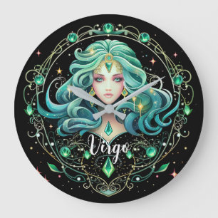 Grande Horloge Ronde Œuvre d'art du zodiaque Vierge mystique