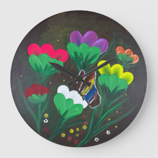 Grande Horloge Ronde Œuvre d'art faite main - Papillon Bolssom