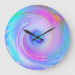 Grande Horloge Ronde Œuvre d'art murale pastel tourbillonnante rêveuse