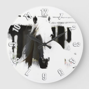 Grande Horloge Ronde Oeuvre d'étalon blanc
