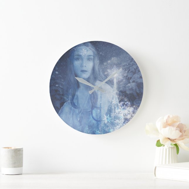 Grande Horloge Ronde Oeuvre d'Imaginaire de Noël de la Reine des neiges (Maison)