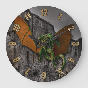 Grande Horloge Ronde Oeuvre d'Imaginaire Dragon & Castle
