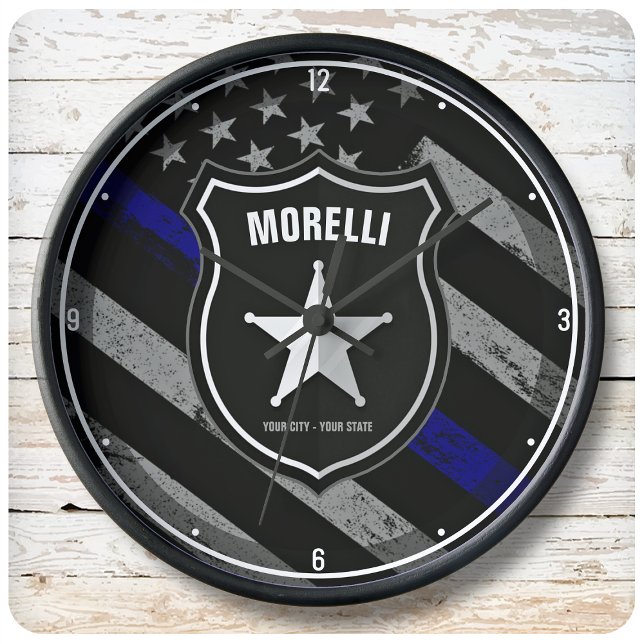 Grande Horloge Ronde Officier de police Shérif Cop Flag (Créateur téléchargé)