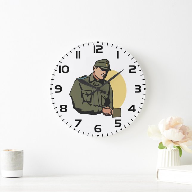 Grande Horloge Ronde Officier militaire Soldat de l'Armée rétro (Créateur téléchargé)