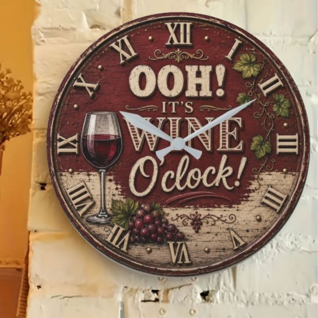 Grande Horloge Ronde Oh! It's Wine O'Clock (Créateur téléchargé)