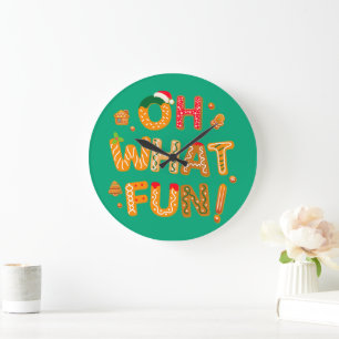 Grande Horloge Ronde Oh What Fun Christmas Gingerbread Cookies