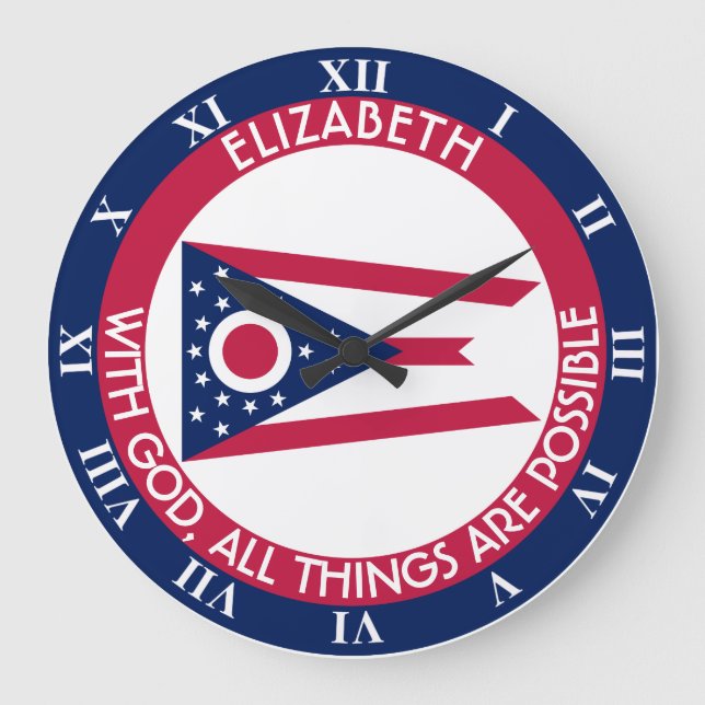 Grande Horloge Ronde Ohio Burgee L'État Buckeye Drapeau personnalisé (Recto)
