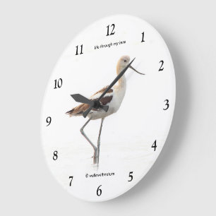 Grande Horloge Ronde Oiseau américain Avocet époustouflant se promenant