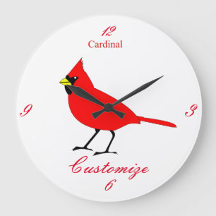 Grande Horloge Ronde Oiseau cardinal rouge Thunder_Cove