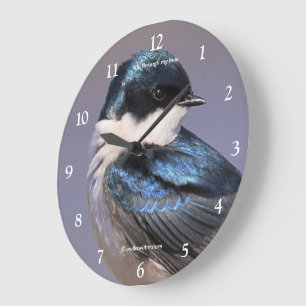 Grande Horloge Ronde Oiseau chanteur de l'hirondelle bicolore étourdiss