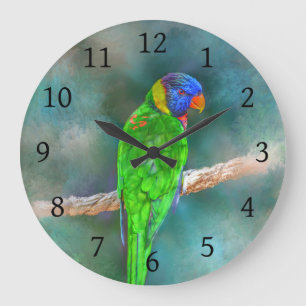 Grande Horloge Ronde Oiseau de perroquet 80