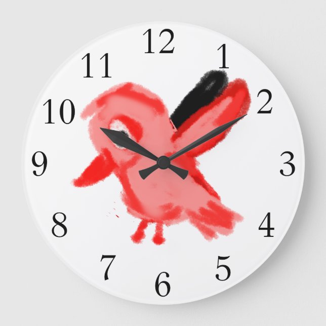 Grande Horloge Ronde Oiseau Rouge (Recto)