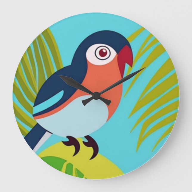 Grande Horloge Ronde Oiseau tropical (Recto)