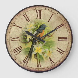 Grande Horloge Ronde Oiseau Vintage