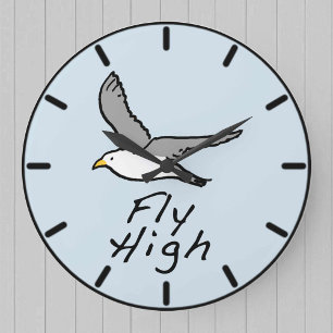 Grande Horloge Ronde Oiseau volant haut. Illustration d'oiseau sur un