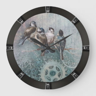 Grande Horloge Ronde Oiseaux