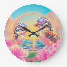 Oiseaux cool avec lunettes de soleil au coucher du