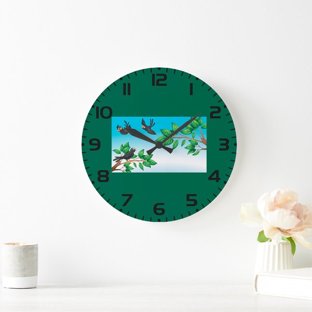 Grande Horloge Ronde Oiseaux Dans Un Arbre (Créateur téléchargé)