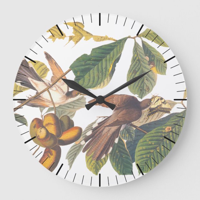 Grande Horloge Ronde Oiseaux de cacao à bec jaune d'Audubon dans un arb (Recto)