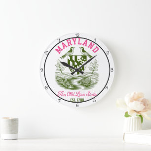 Grande Horloge Ronde Oiseaux de l'État du Maryland Old Line