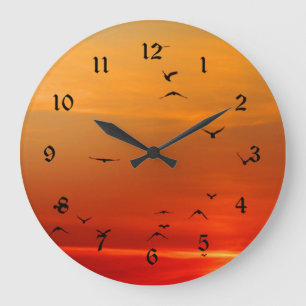 Grande Horloge Ronde Oiseaux en vol au coucher du soleil, photo pittore