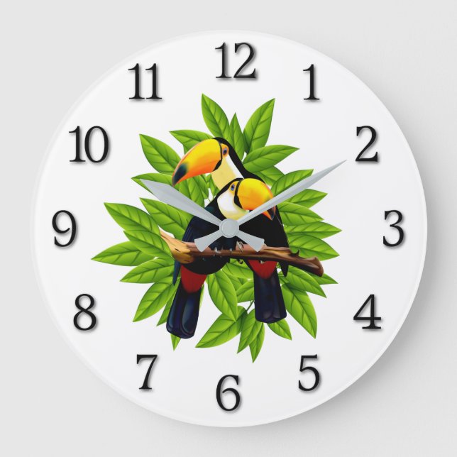 Grande Horloge Ronde Oiseaux exotiques (Recto)