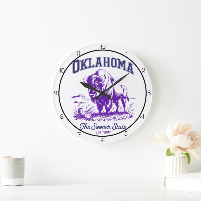 Grande Horloge Ronde Oklahoma Sooner State Bison (Maison)