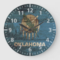 Oklahoma State Flag on Old Wood