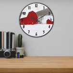 Grande Horloge Ronde Old Red Barns Farm in a Snowy Scenic<br><div class="desc">The back roads of Pennsylvania are filled with quaint beautiful old farm scenes such as this pair of red wood barns. Add this winter barnyard scene to your farm themed decor Perfect addition to the rustic home den or horse tack room in the barn. Choose one of two sizes and...</div>