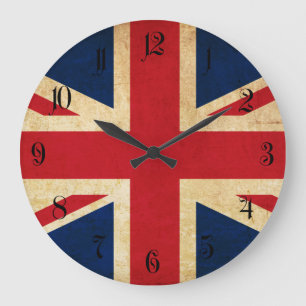 Grande Horloge Ronde Old Vintage Grunge United Kingdom Flag Union