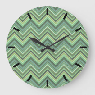 Grande Horloge Ronde Olive green zigzag stripes