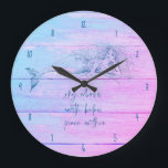 Grande Horloge Ronde Ombre de déclarations de sirène<br><div class="desc">Mermaid affirmation coloré ombre design horloge murale qui dit - Ciel au-dessus, terre en dessous, paix à l'intérieur.</div>