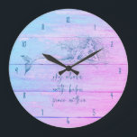 Grande Horloge Ronde Ombre de déclarations de sirène<br><div class="desc">Mermaid affirmation coloré ombre design horloge murale qui dit - Ciel au-dessus,  terre en dessous,  paix à l'intérieur.</div>
